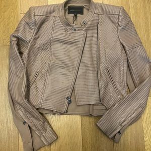 Faux leather jacket. Tan in Color. BCBGMaxazria. Size Small.